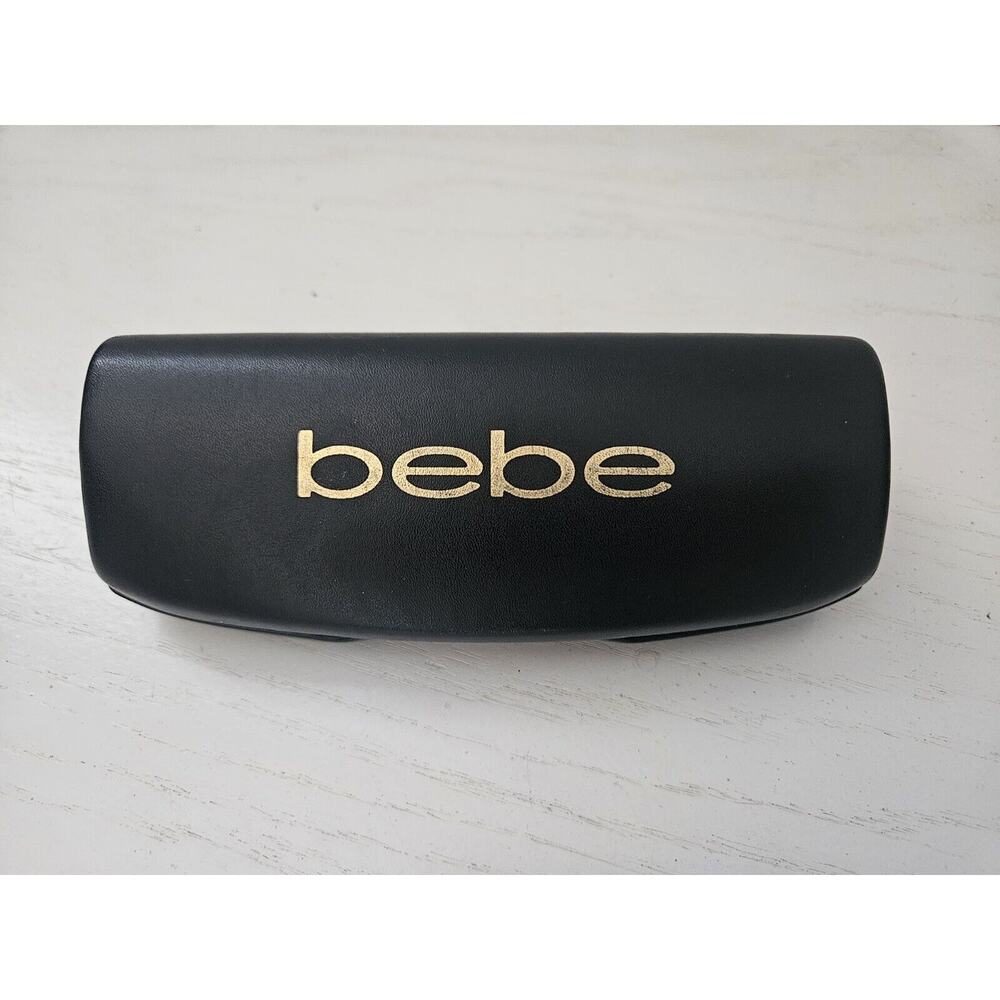 bebe‎ Hard Shell Clamshell Eyeglass Case Black W/ Gold Letters Bebe Velvet Lined